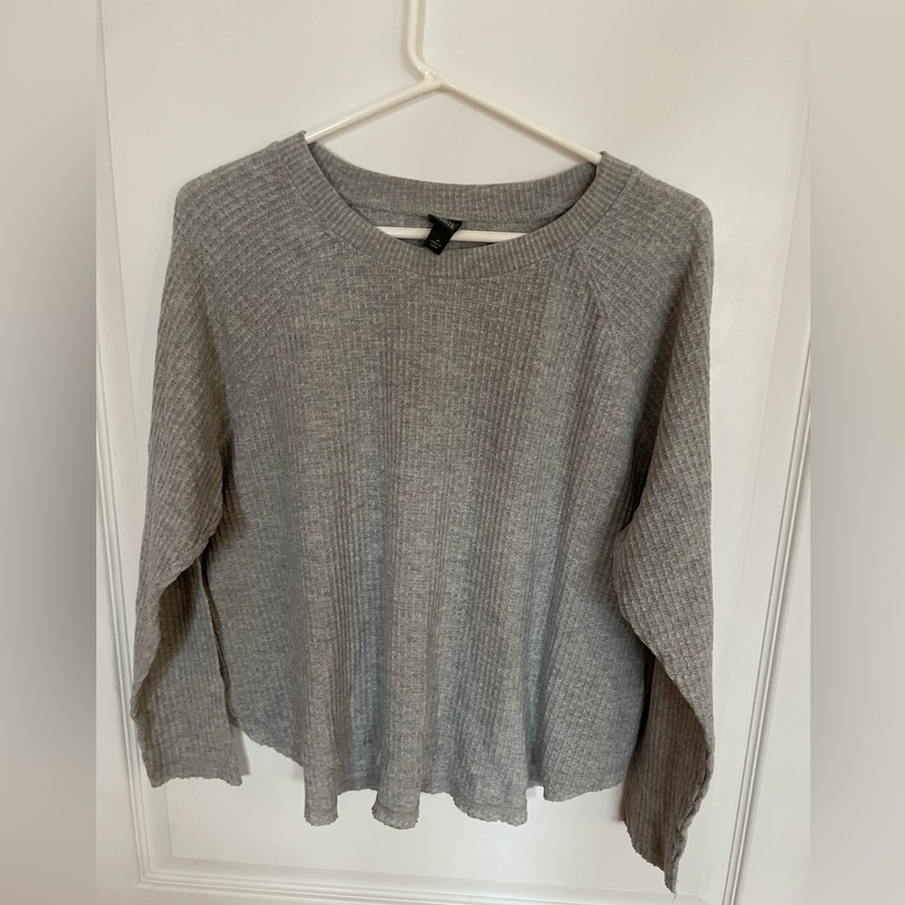 Gray Ribbed Knit Wild Fable Top